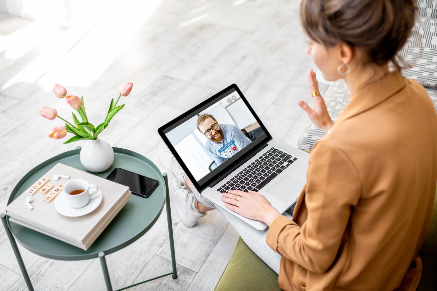 Business Woman Having a Video Call with Coworker